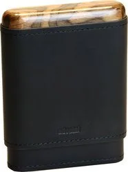 adorini Zigarrenetui für 3-5 Zigarren Leder schwarz Ober- und Unterseite Holz