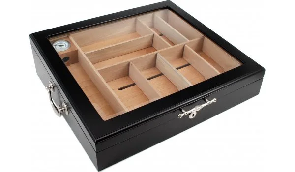 Humidor mit Glasdeckel schwarz