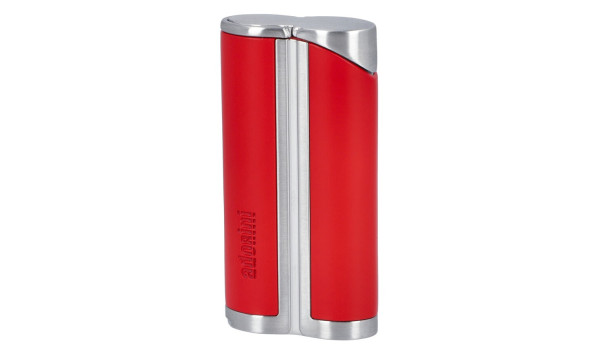 adorini Single Jet Curve Lighter Red / Satin Silver incl. Cigar Punch