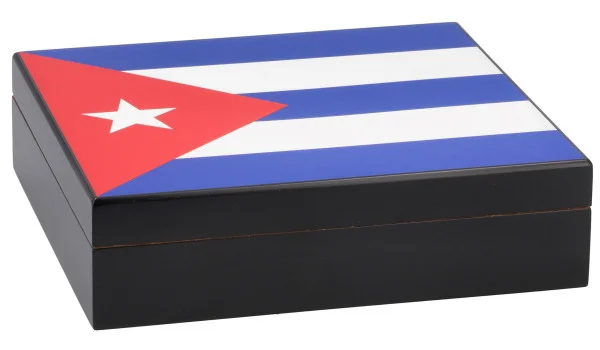 Zigarren Humidor schwarzer Korpus mit kubanischer Flagge