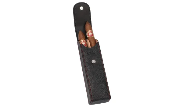 Adorini Zigarrenetui Für 2 Zigarren Schwarz mit roter Naht Foto 2