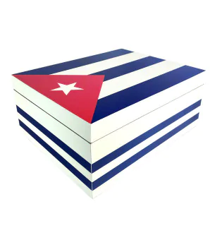 Zigarren Humidor Weiß mit kubanischer Flagge für 50-75 Zigarren