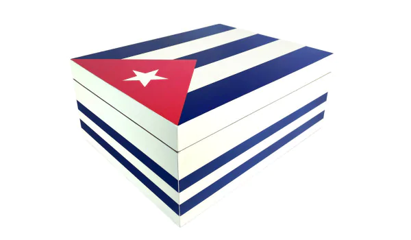 Zigarren Humidor Weiß mit kubanischer Flagge für 50-75 Zigarren