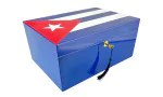 Zigarren Humidor Blau mit kubanischer Flagge für 100 Zigarren