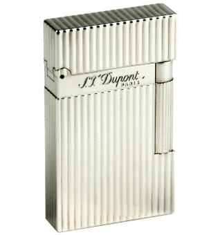 S.T. Dupont Ligne 2 16817 Feuerzeug breite Flamme längsgestreift Silber Foto 105