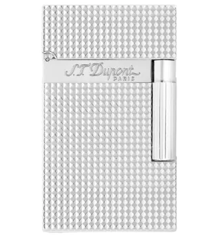 S.T. Dupont Ligne 2 16184 Feuerzeug breite Flamme Diamantmuster versilbert