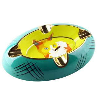 Siglo Aschenbecher Katze gelb/grün