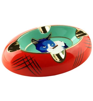 Siglo Aschenbecher Katze blau/rot