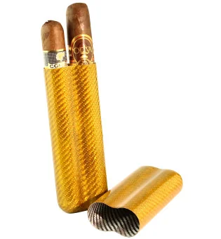 Karbon Zigarrenetui gold 2-er für max. 57-er Ringmaß