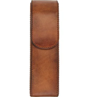adorini Taschen Zigarrenetui Vintage Echt Leder 2 Zigarren braun mit Tasche für Schneider oder Feuerzeug