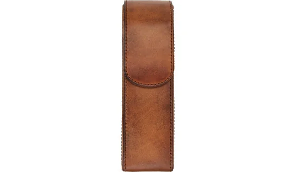 adorini Taschen Zigarrenetui Vintage Echt Leder 2 Zigarren braun mit Tasche für Schneider oder Feuerzeug