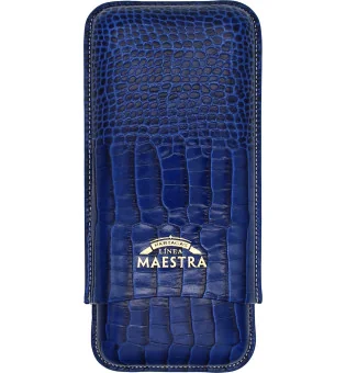 Partagas Linea Maestra Zigarrenetui Leder blau für 3 Zigarren