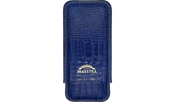 Partagas Linea Maestra Zigarrenetui Leder blau für 3 Zigarren