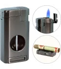 adorini Jet Feuerzeug dreiflammig V-Schnitt gun metal