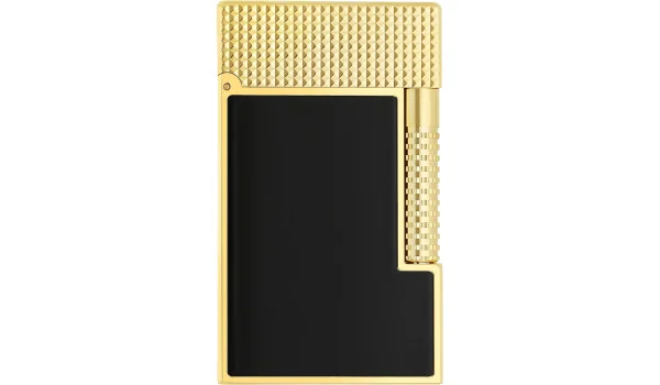 S.T. Dupont Le Grand Feuerzeug Naturlack Schwarz Gelbgold Diamantkopf C23790CL